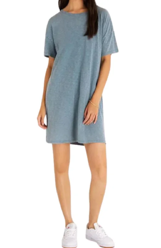 Relaxed T-Shirt Dress In Caribbean Blue Shirt Dress Fashion