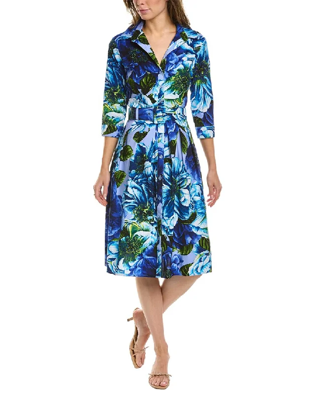 Samantha Sung Audrey 1 3/4-Sleeve Shirtdress Boho Shirt Dress