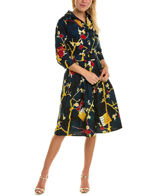 Samantha Sung Audrey 1 3/4-Sleeve Shirtdress Chic Shirt Dress